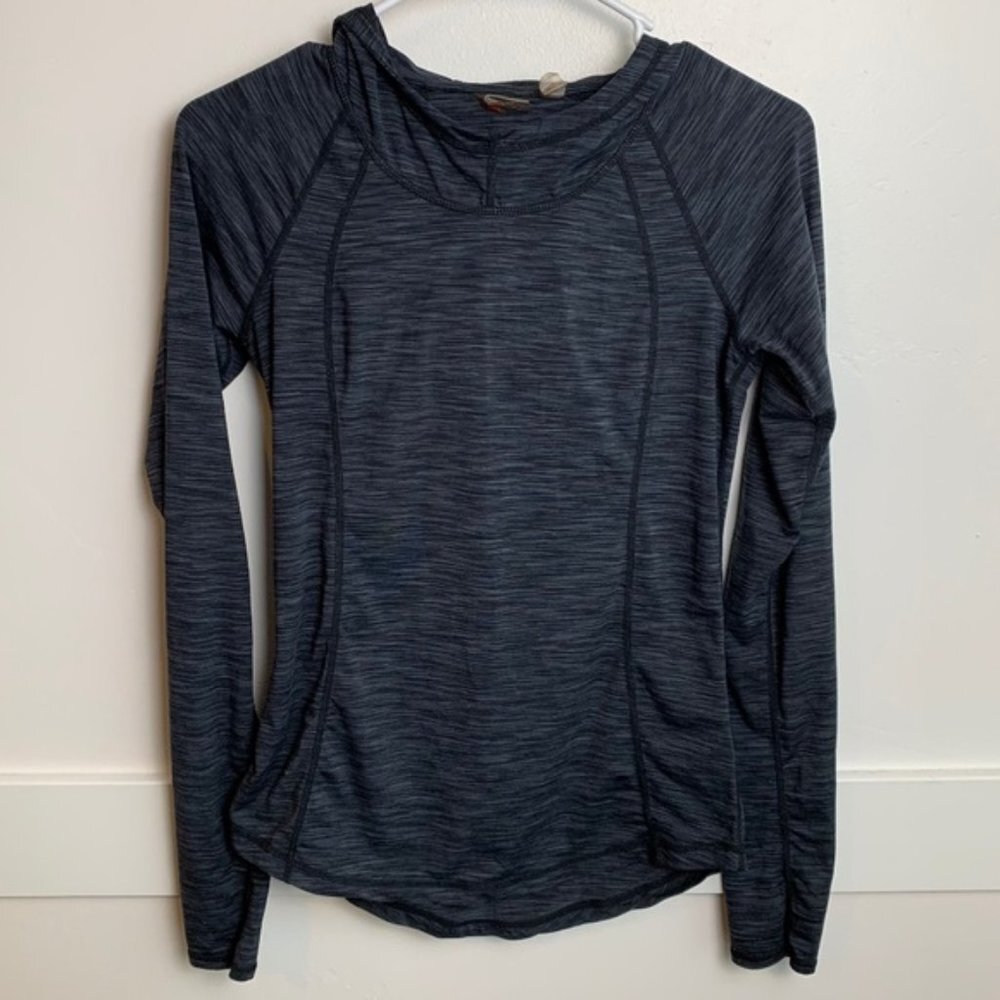 Zella Heathered Black Long Sleeve Pullover Hoodie